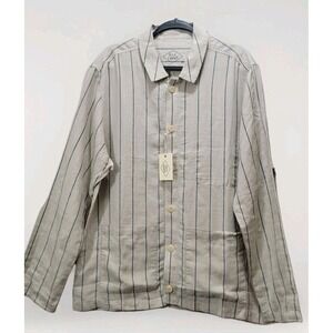 Alex Crane Kite Linen Chore Coat KiteJacket Mens XL Striped Workwear Shacket NEW
